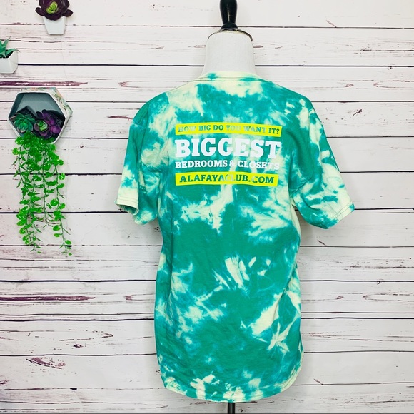 Green Mustache Tie Dye T-Shirt Unisex Size Medium - Picture 7 of 10